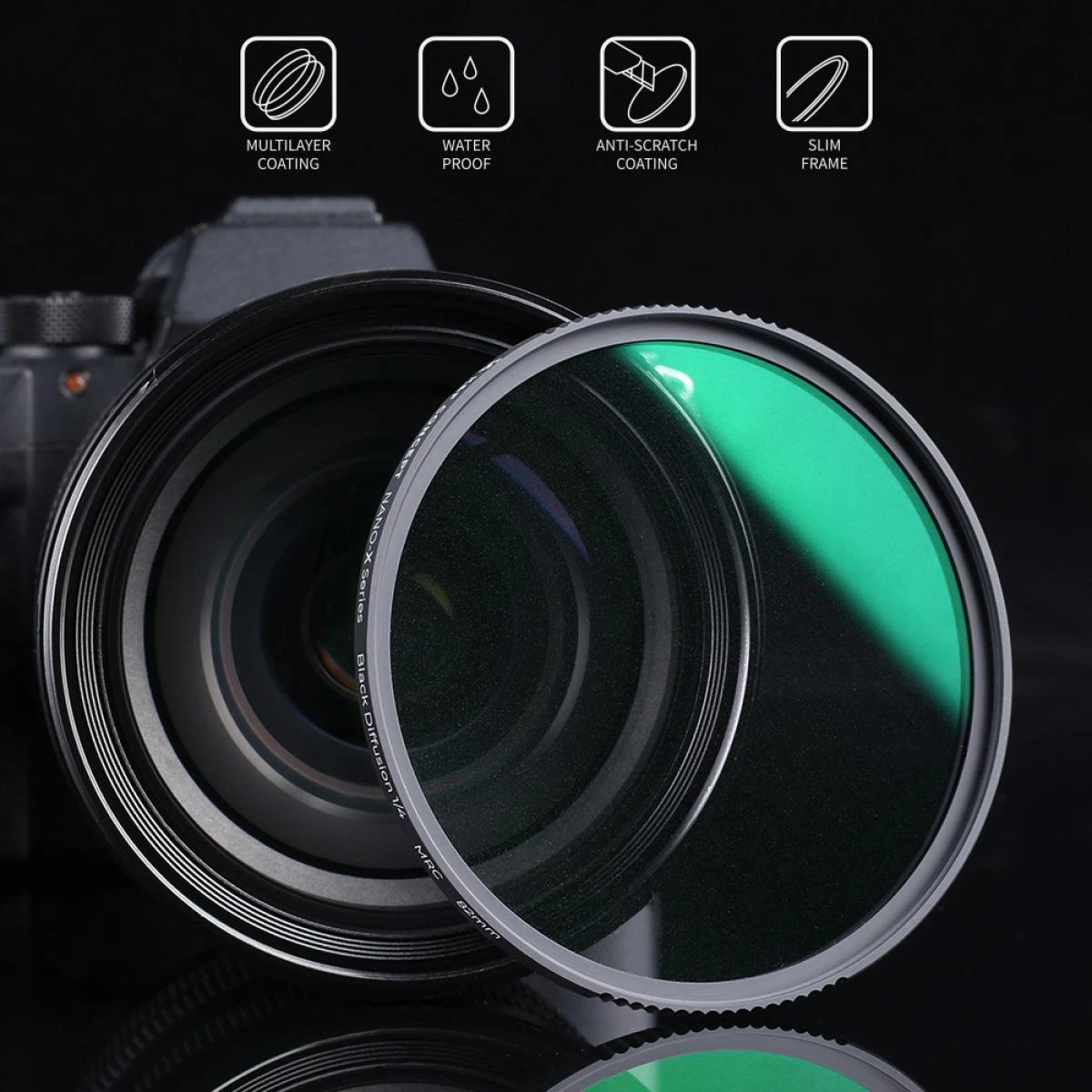 K&F 40.5mm Black Mist Diffusion Filter 1/4 Nano-X Series