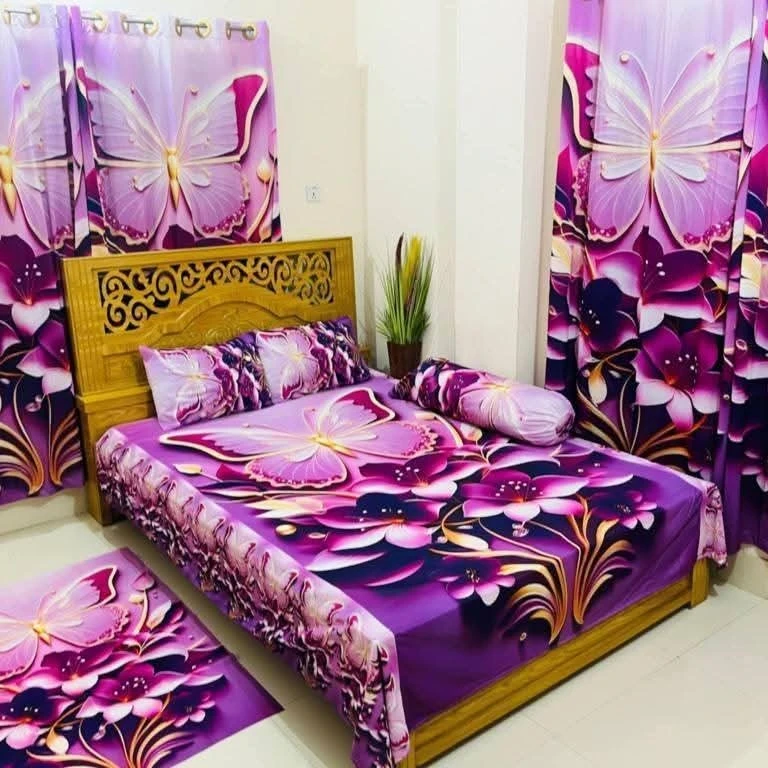 Water Proof China Premium 3D Design Bed Sheet King Size (7.8ft/6.8ft)