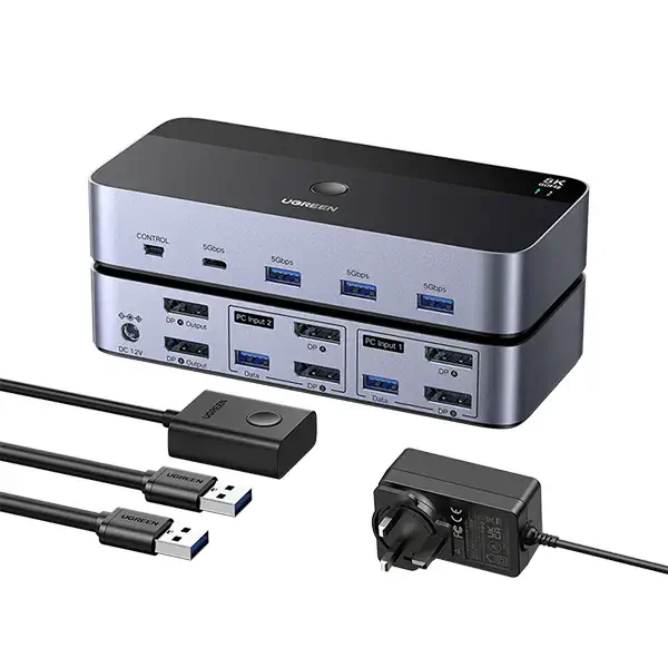 UGREEN AK700 (55851) 2 In 2 Out DisplayPort Dual Monitor KVM Switch