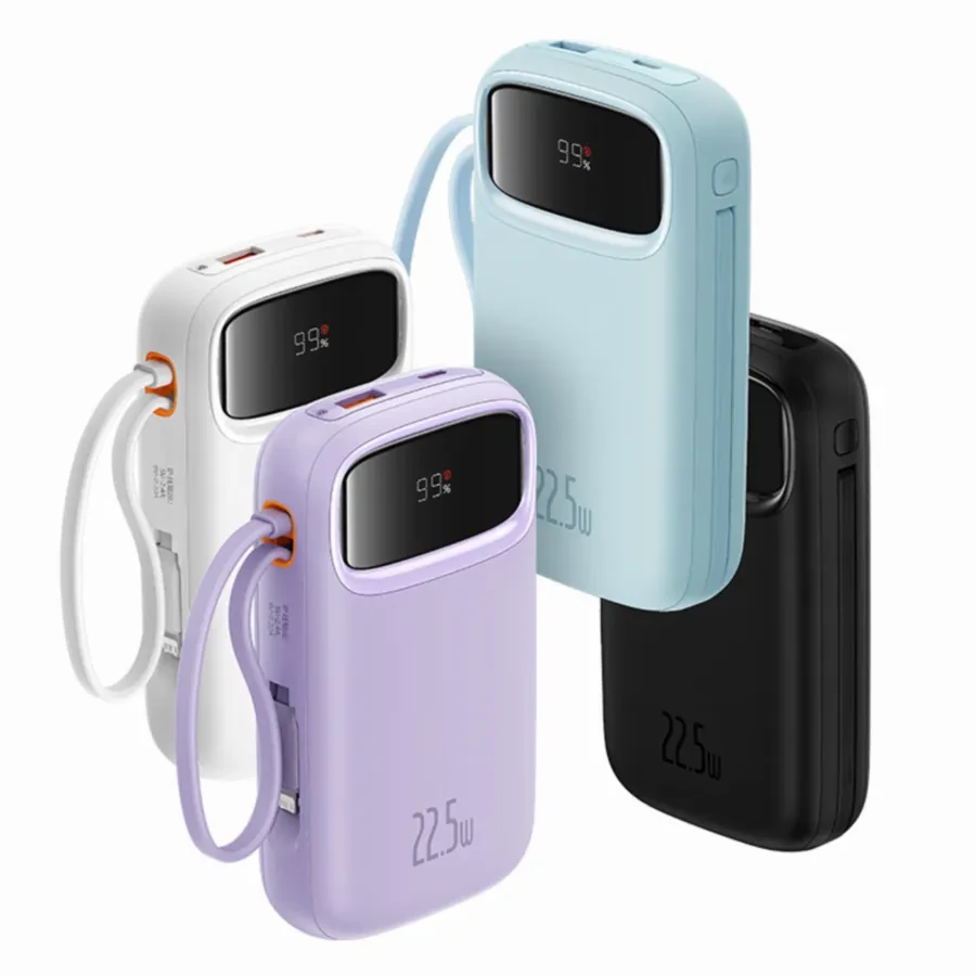 Baseus Comet Series 22.5W 20000mAh Dual Cable Digital Display Power Bank – Purple Color