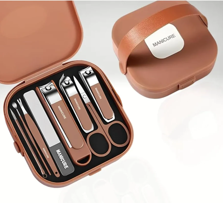 7 in 1 Nail Clippers Set, 7pcs Manicure & Pedicure Tools, Stainless Steel Nail Cutter Kit for men and women with Protective Case, Travel Grooming Kit for Facial, Cuticle and Nail Care