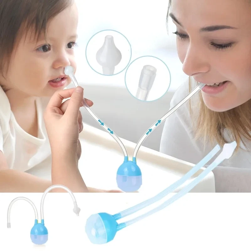 1pcs Newborn Baby Nasal Aspirator Kids Nose Cleaner Sucker Suction Tool Protection Health Care Infant Safe Mouth Nasal Suction ( Random Colour )