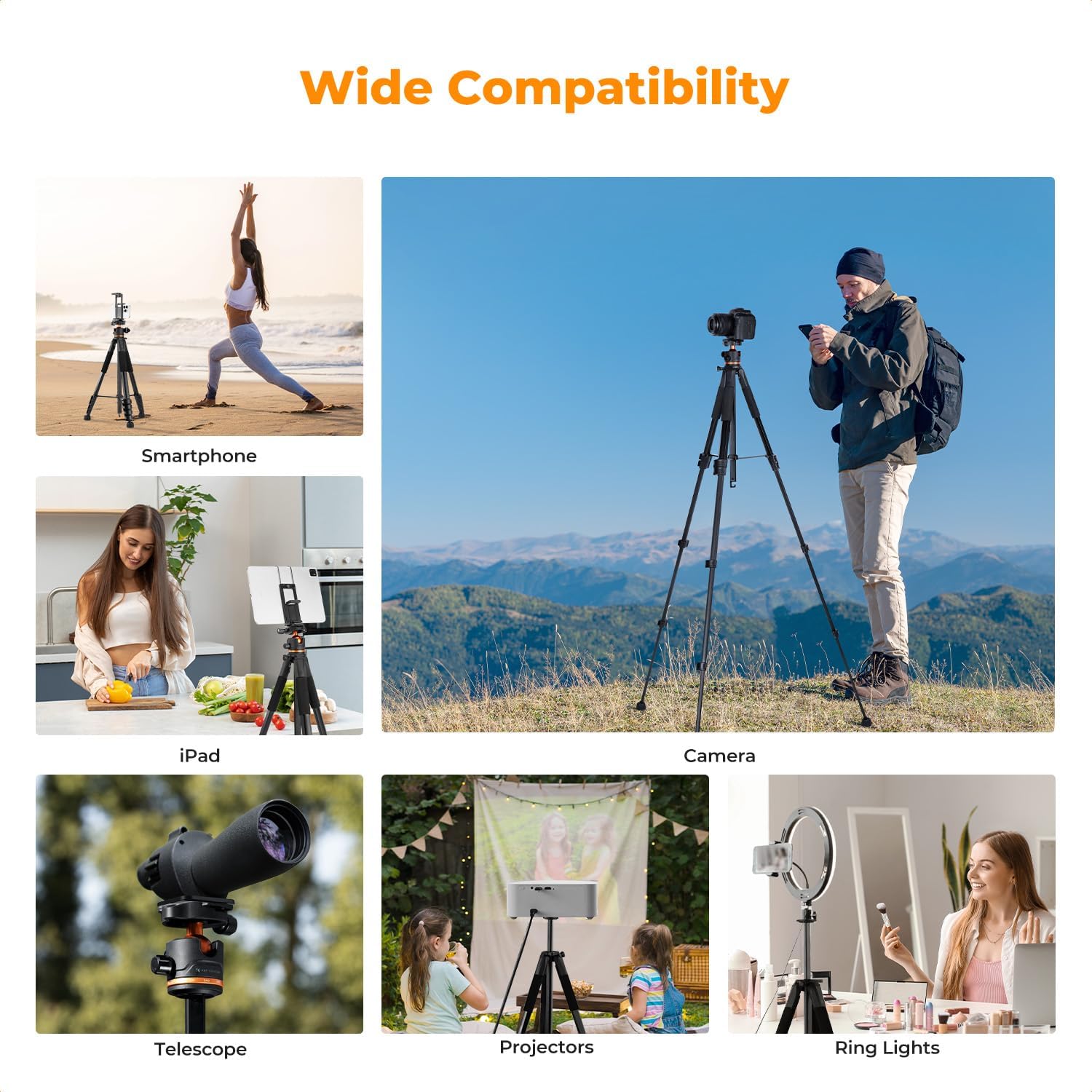 K&F 09.157 Lightweight Travel DSLR Tripods Load Capacity 8kg S255A3+BH-36