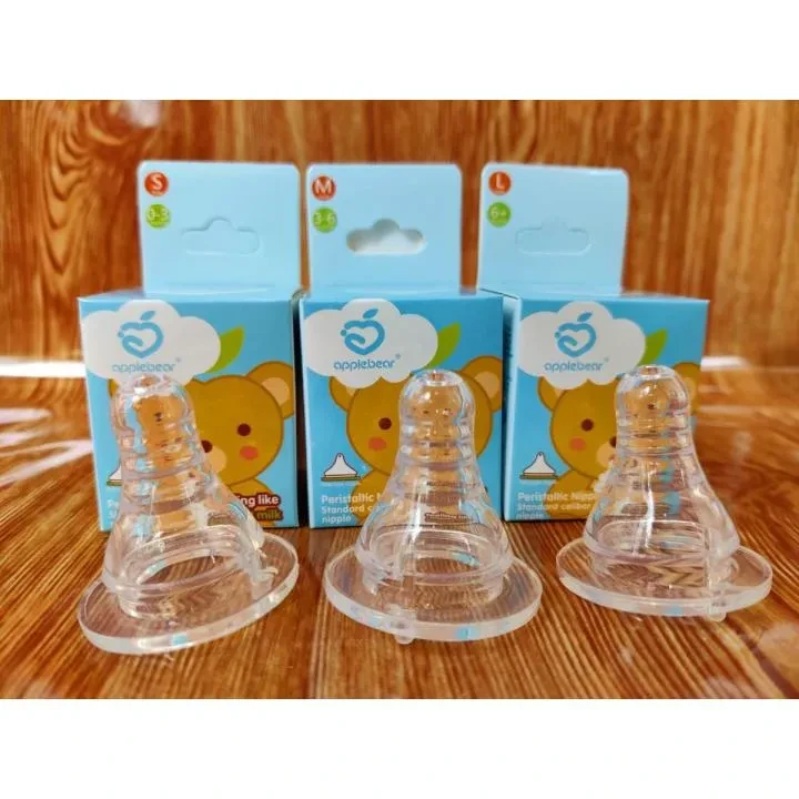 AppleBear Round Head Soft Silicone Nipple M 3-6months 2pcs Combo