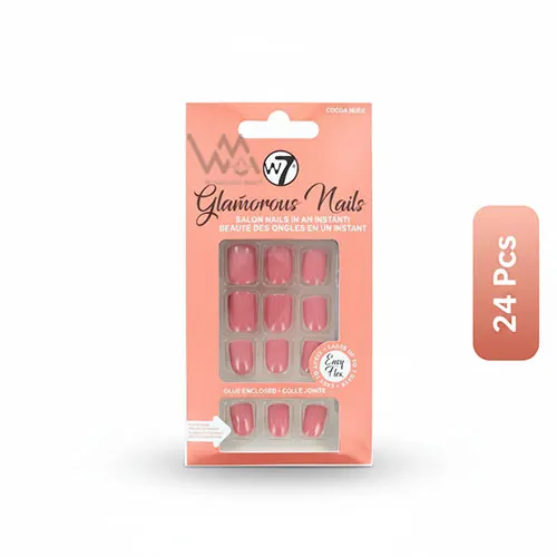 W7 Glamorous False Nails With Glue Cocoa Nude 24 Pcs