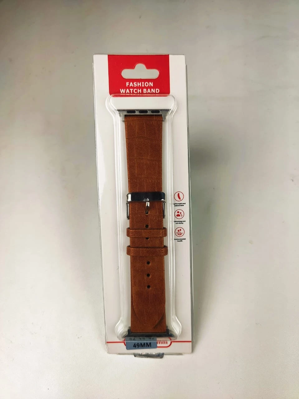 49mm Leather Strap For Smartwatch – Black Color