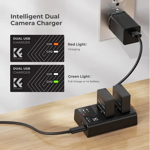 K&F Concept NP-W126 Dual Battery & Dual Slot Charger