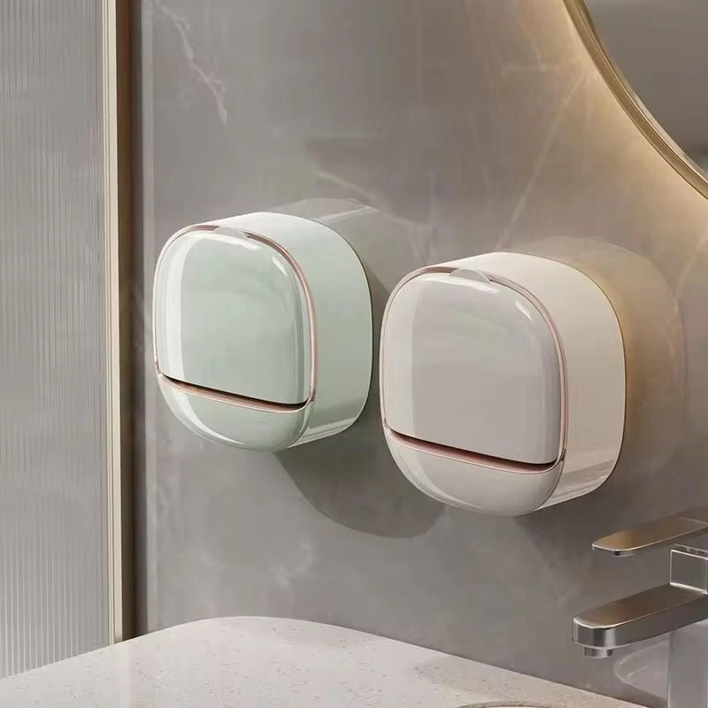 Luxury Soap Holder with Drain Tray, Soap Box Light Luxury Multi-Functional, Keep Soap Bars Dry, Adhesive Soap Case Box Wall Mounted for Shower