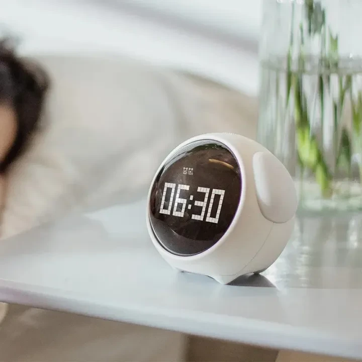 Cute Expression Multi Function LED Pixel Alarm Clock – WHITE