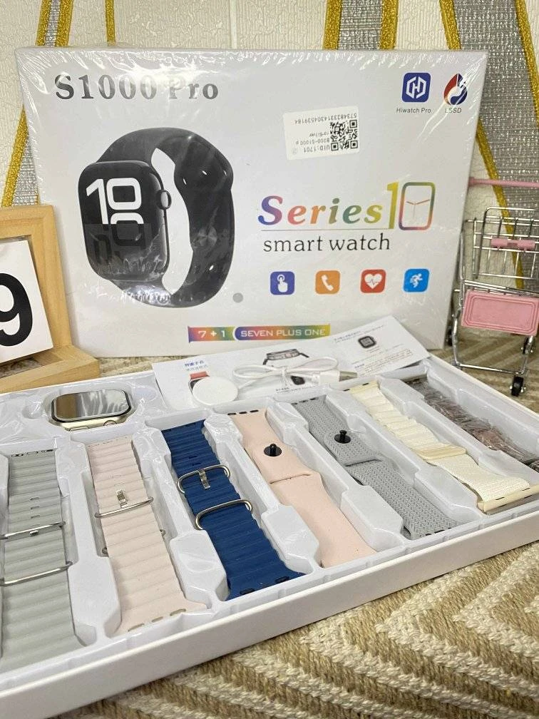 2025 NEW S1000 Pro Series 10 Smart Watch – 7-in-1 Multi-Strap Combo Set