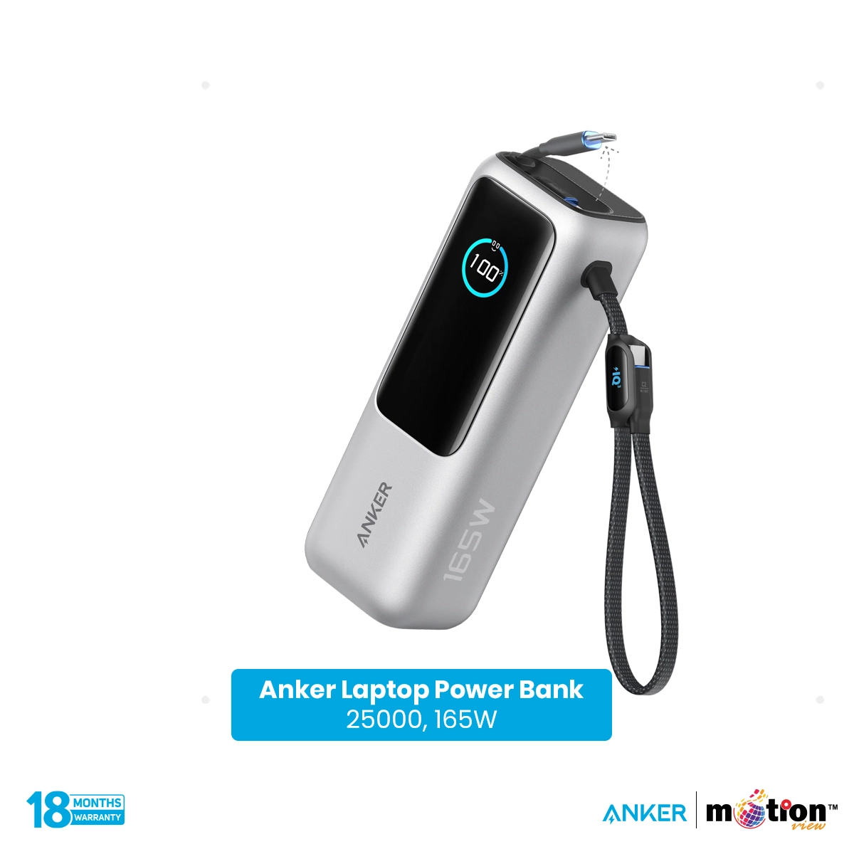 Anker Laptop 25000mAh Power Bank (25K, 165W, Built-In and Cables)