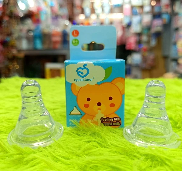 AppleBear Round Head Soft Silicone Nipple M 3-6months 2pcs Combo