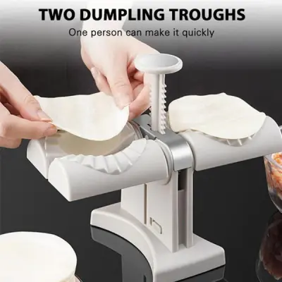 Double Head Automatic Dumpling Maker – Food-Grade ABS Dumpling Press for Dumplings, Momos & Ravioli (Wrap Two at a Time)