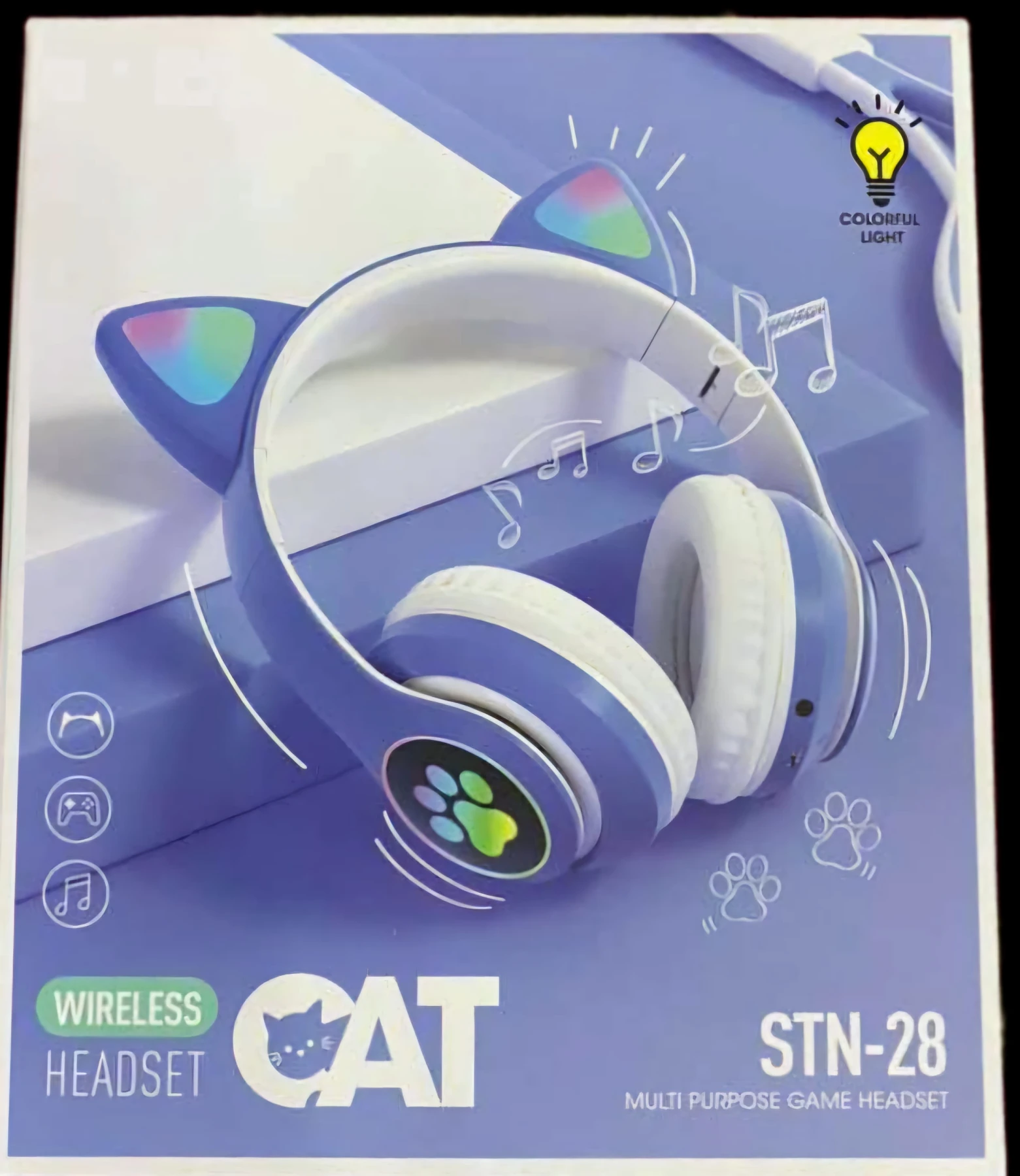 LED Flash Cute Cat Ears Wireless Headphone With Microphone