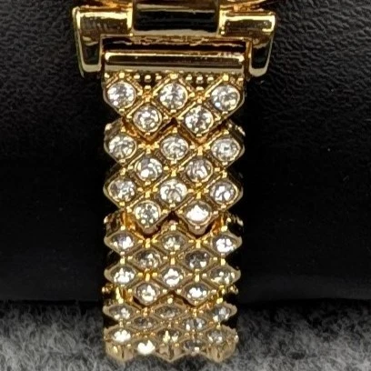 Luxury Golden Stone Studded Ladies Quartz Watch – Stylish & Elegant Design (White Dial)