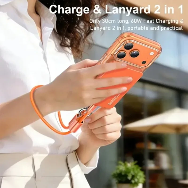 USAMS SJ784 U97 60W Type-C to Type-C Lanyard Fast Charging Data Cable (30cm)