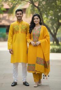Panjabi Three Piece Couple Set