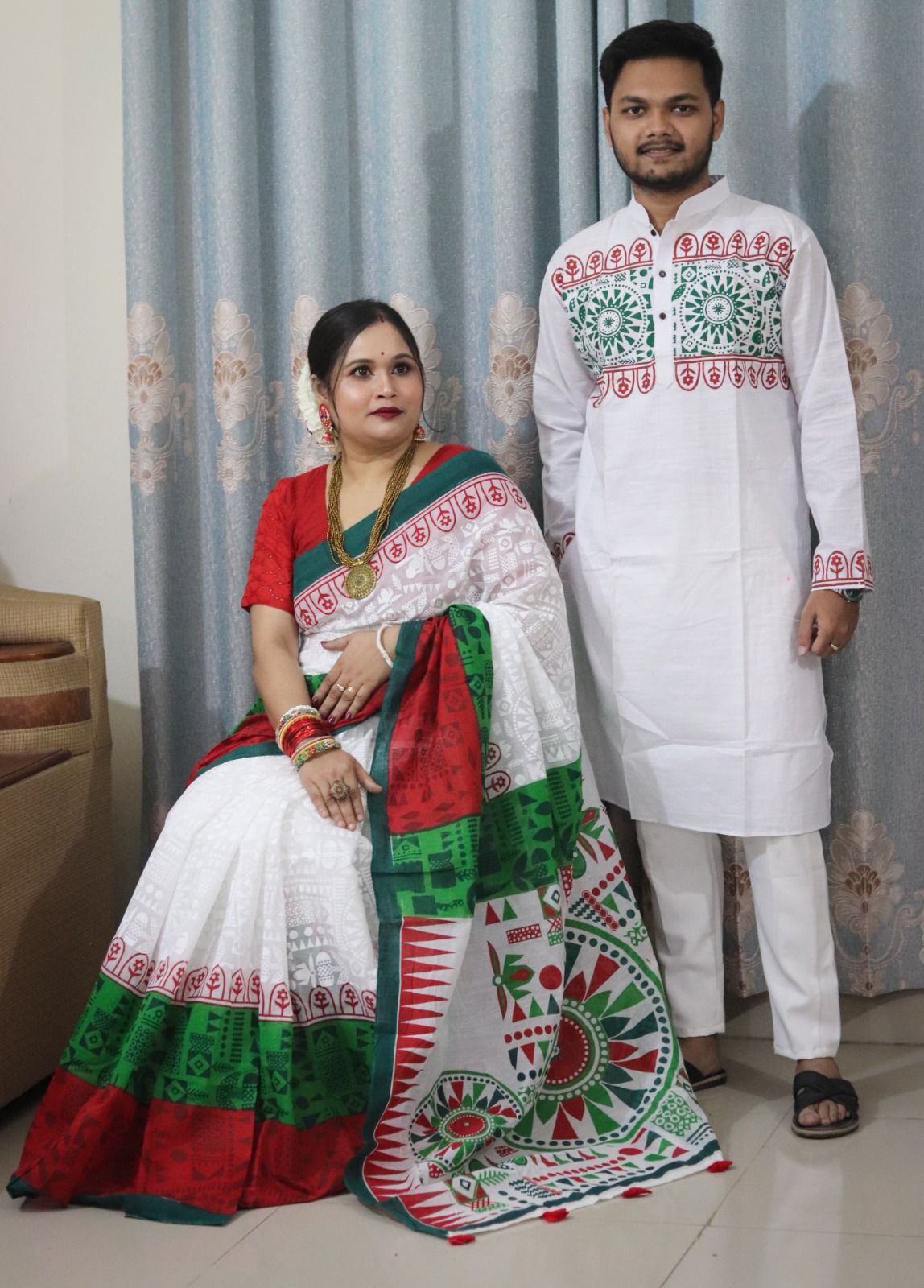 Sharee Panjabi Couple Set (No Blouse Piece)
