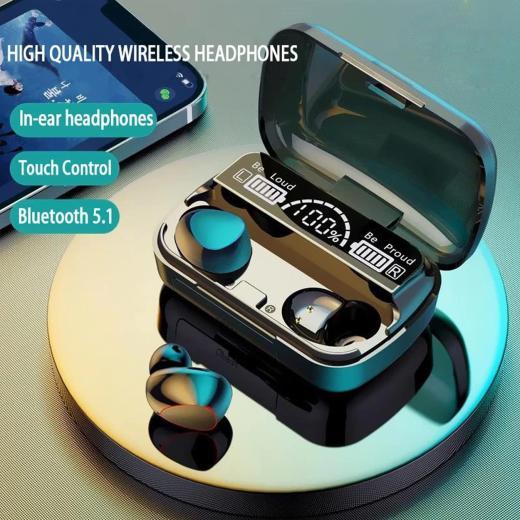 mobile accessories combo 3 in 1 (360 degree mobile stand, M10 wireless bluetooth earbud, VDENMENV DPO9 Dual USB And Type C 10000mAh Power bank with 5V 2.1A Output)