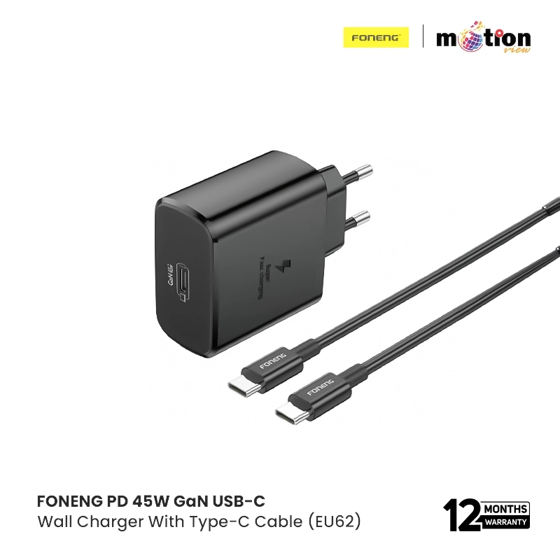 FONENG PD 45W GaN USB-C Wall Charger With Type-C Cable (EU62)