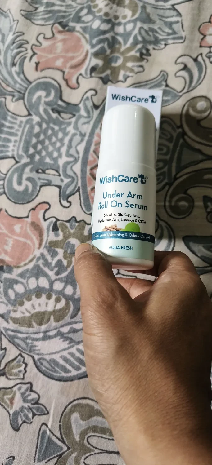 WishCare Underarm Roll On Serum 50ml | 5% AHA & 3% Kojic Acid for Brightening & Odour Control - Roll On Deo for Women & Men- Long Lasting Aqua Fragrance