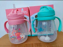 Baby Mumpot Waterbottle Smile Baby Drinking Water Pot With Straw & Pipe 300Ml Multicolor Available