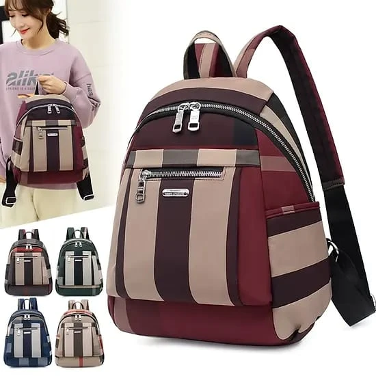 Nylon Backpack Durable Waterproof Casual Shoulder Bag (Blue Color)