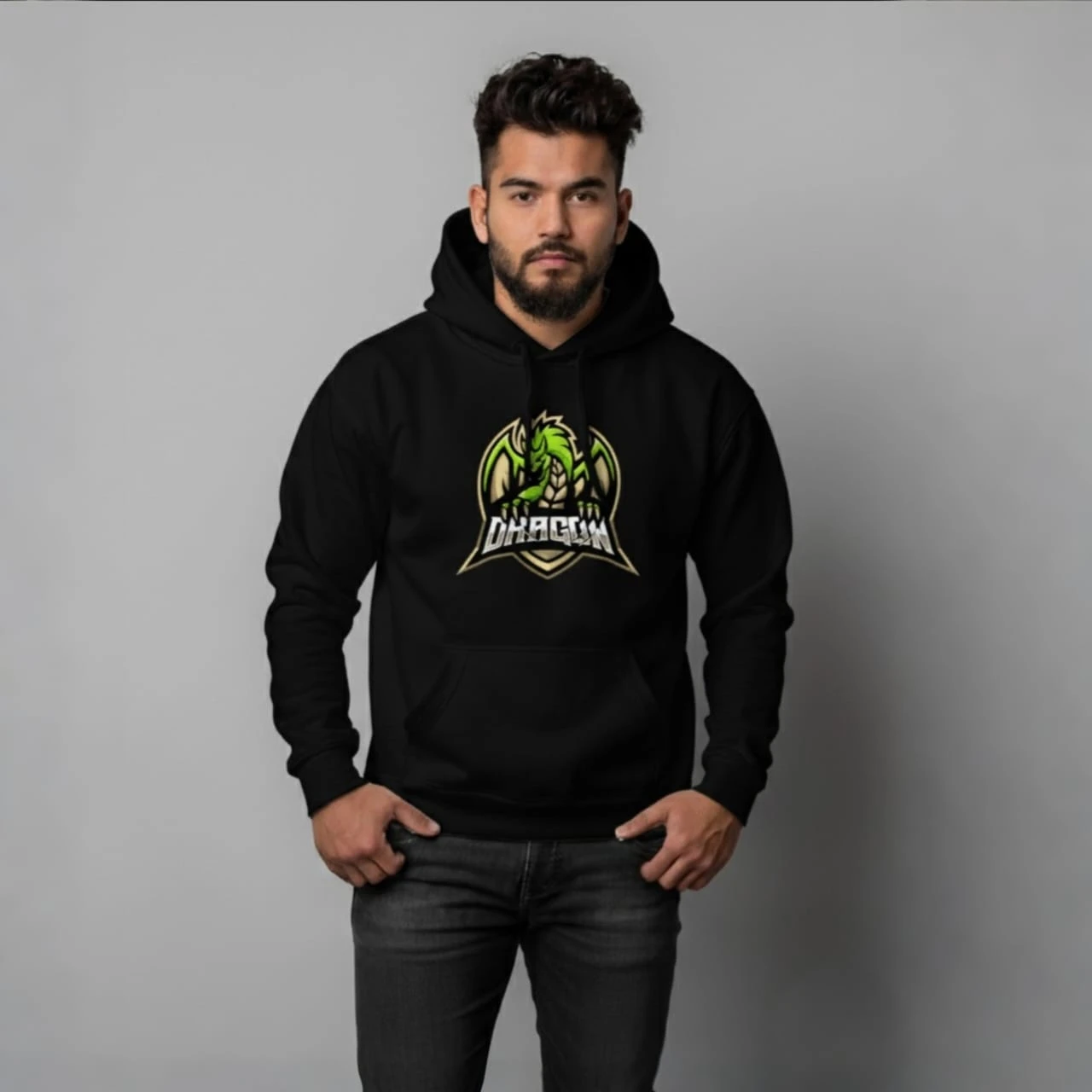 Men's premium printed hoodie (Black)