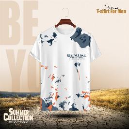 Stylish Comfortable sports T-Shirt(ASh+White)