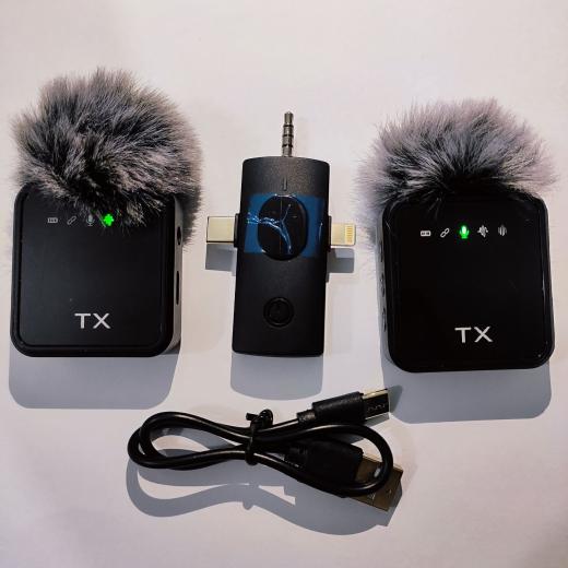 F11-2 Wireless Collar Microphone for iPhone, Android Type-C, Camera, Laptop. Noise Cancelling Microphone