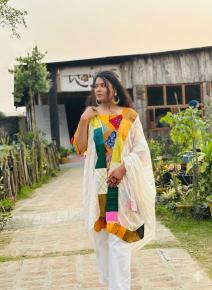 হ্যান্ডমেড প্যাচওয়ার্ক ভয়েল কুর্তি 1 পিচ