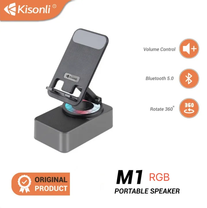 KISONLI M-1 Wireless Folding Bracket RGB Bluetooth Speaker With 360 Degree Phone Holder Stand