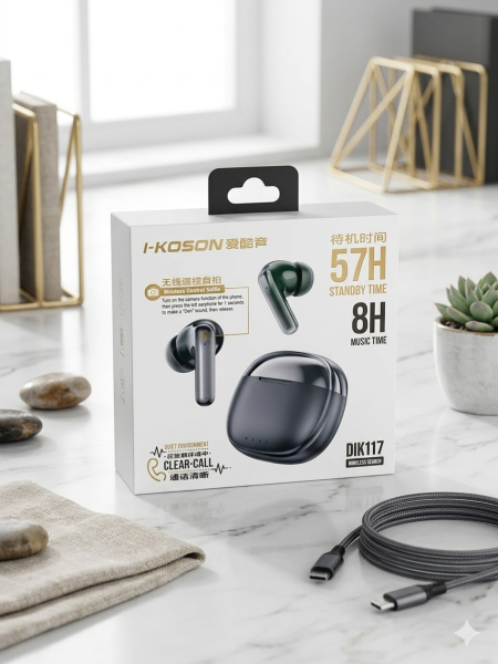 I-KOSON DIK117 Wireless Earbuds – Smart Control & Crystal Clear Sound