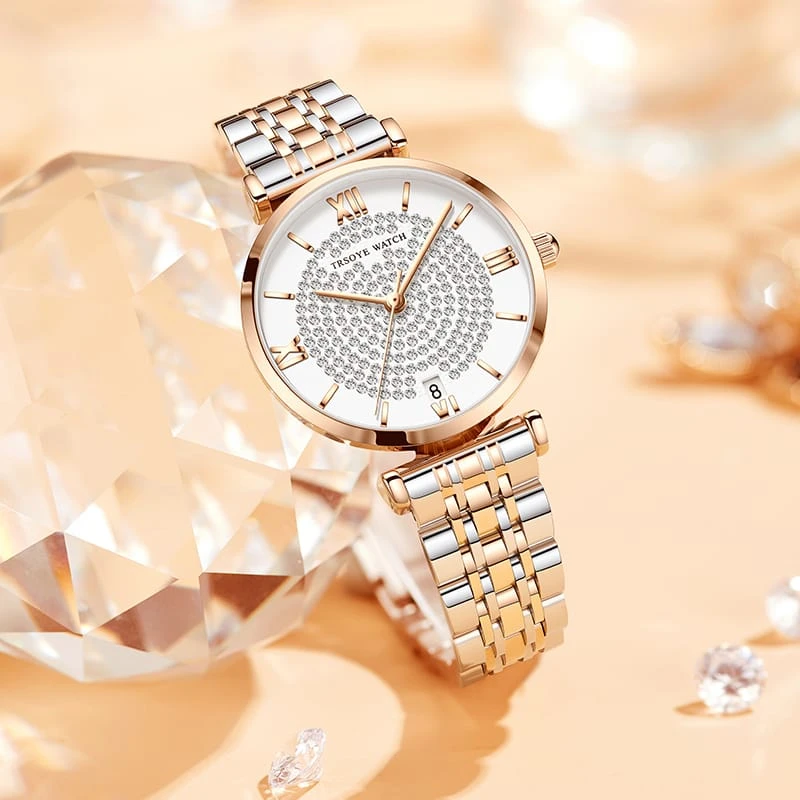Trsoye Women's Two-Tone Chain Watch